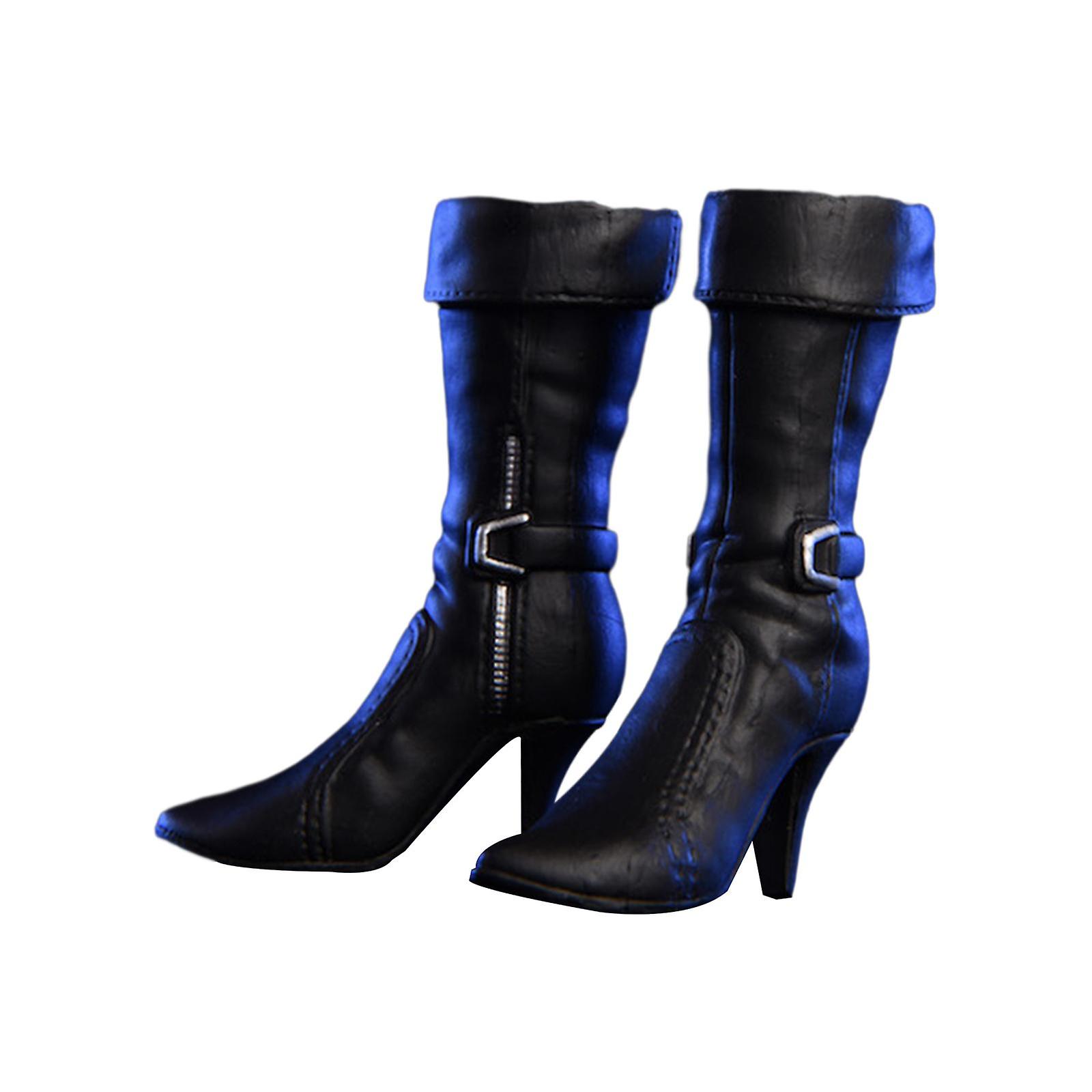 1/6 Scale Figure Shoes Pu Boots For 12 Inch Female Action Figure Accessories Black