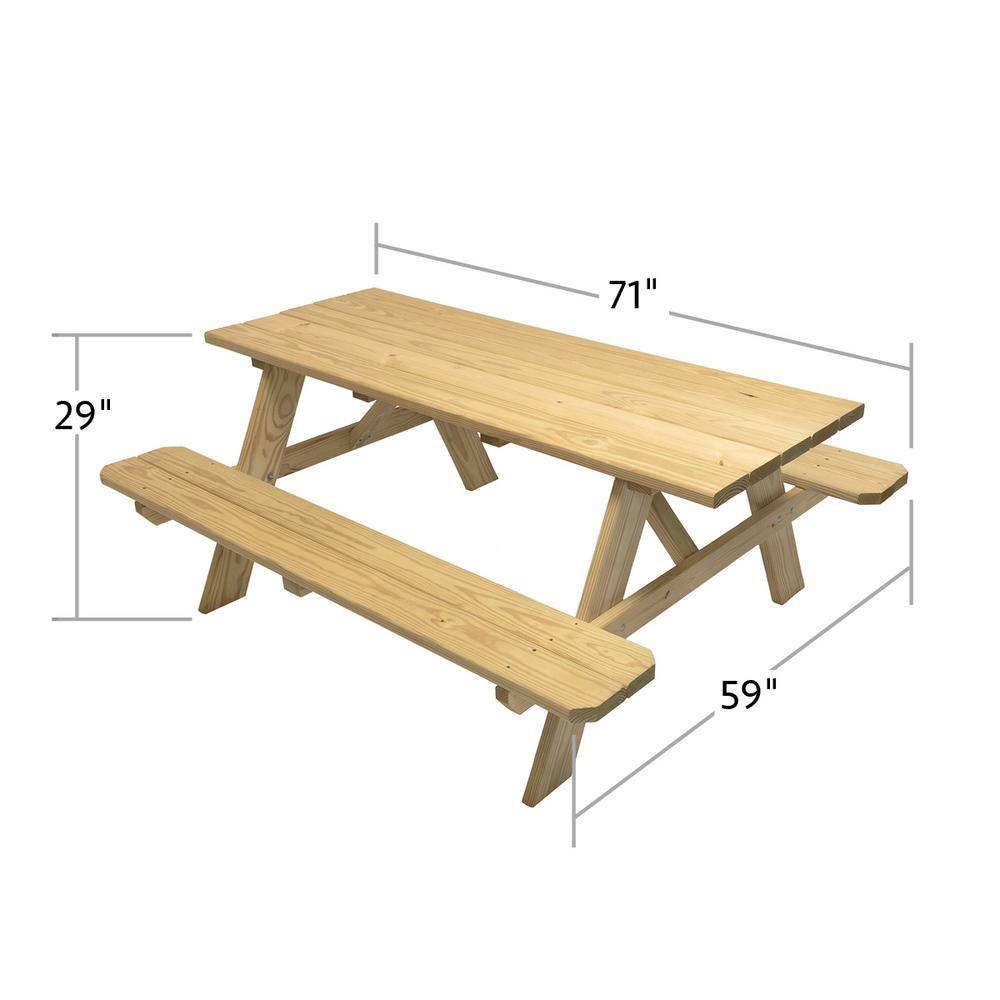 Outdoor Essentials Homestead 72 in. Outdoor Wood Picnic Table Kit 492673