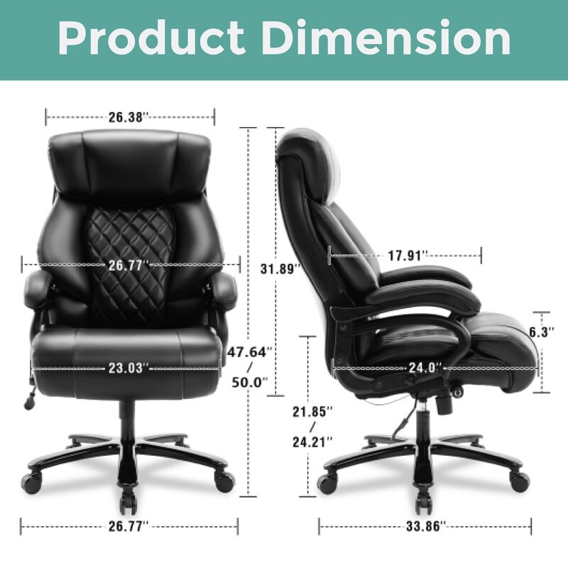 comfy large gaming chair Black lumbar support Leather executive chair