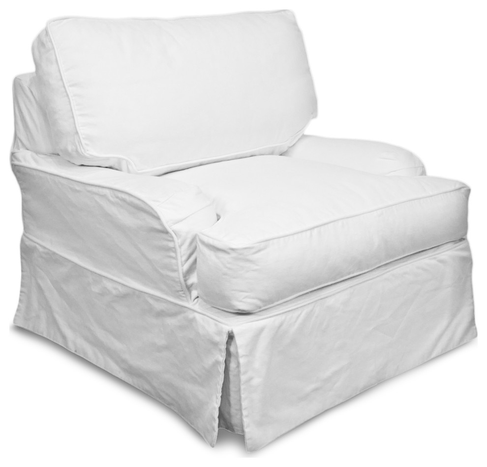 Soft White Denim Sofa Chair   Traditional   Armchairs And Accent Chairs   by Design Mix Furniture  Houzz