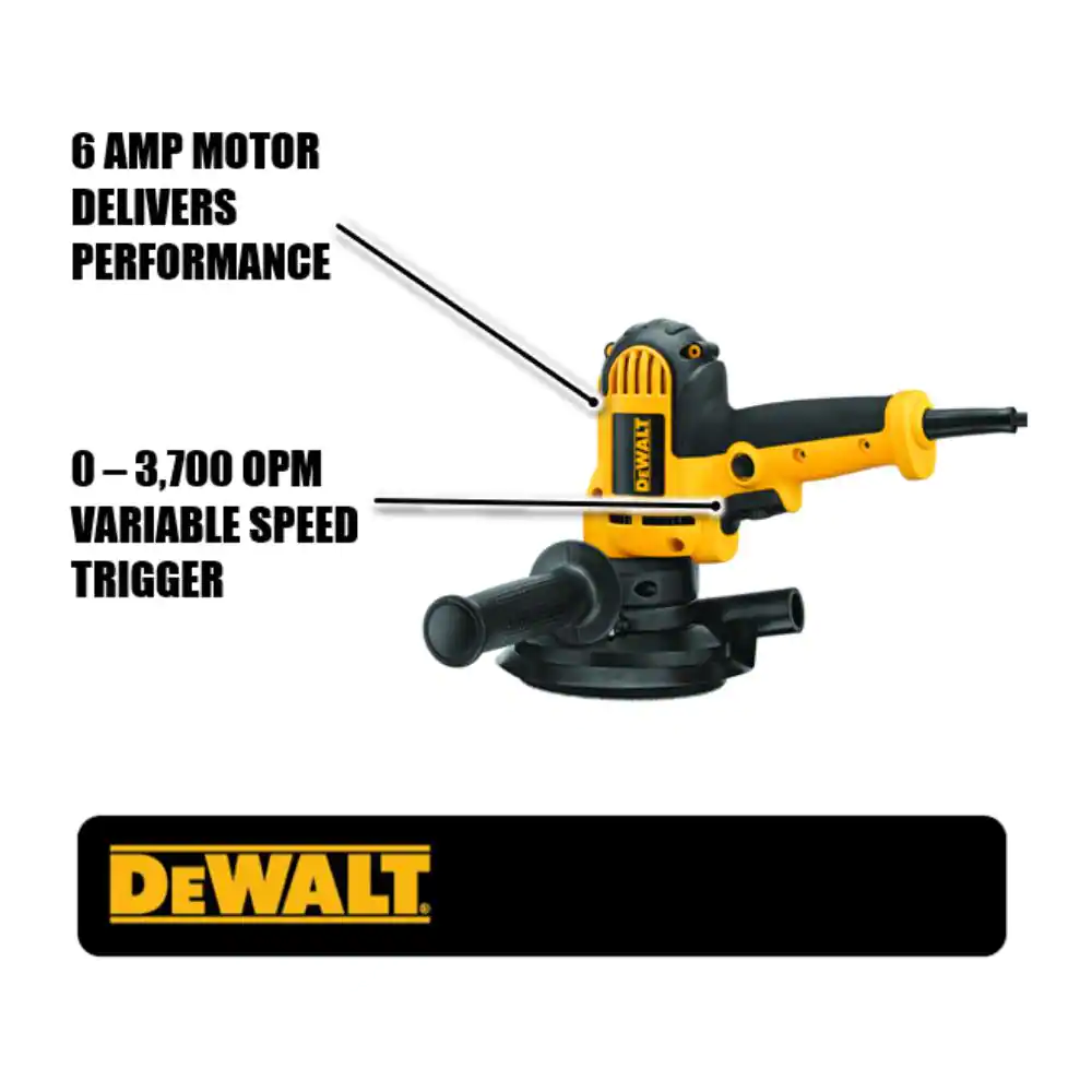 DEWALT DWE6401DS 6 Amp Corded Variable Speed Disk Sander with 5 in.， 8 Hole Hook and Loop Pad， Dust Shroud and Wrench