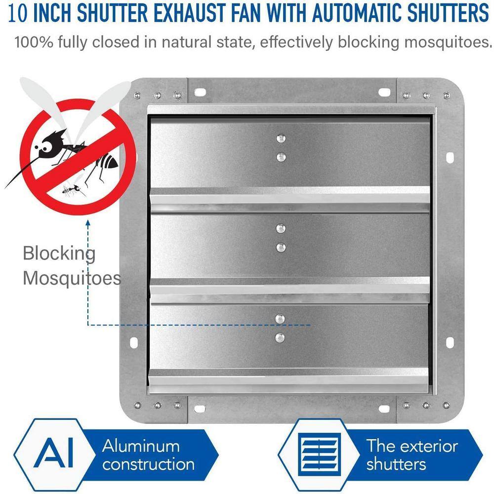 Aoibox 10 in. Aluminum Shutter Exhaust Fan in Silver with Speed Controller and Power Cord Kit 1620 RPM 820 CFM ( 2-Pack) SNMX5299