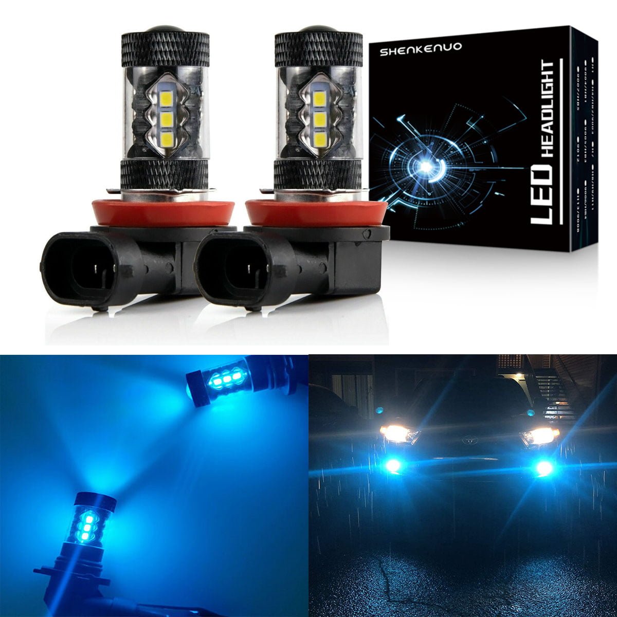 H8 H11 LED Fog Light Bulbs 8000K Ice Blue，for Infiniti EX35 2008-2012 FX35 2006-2012 FX45 2006-2008 QX56 2011-2013Bulb 2pcs