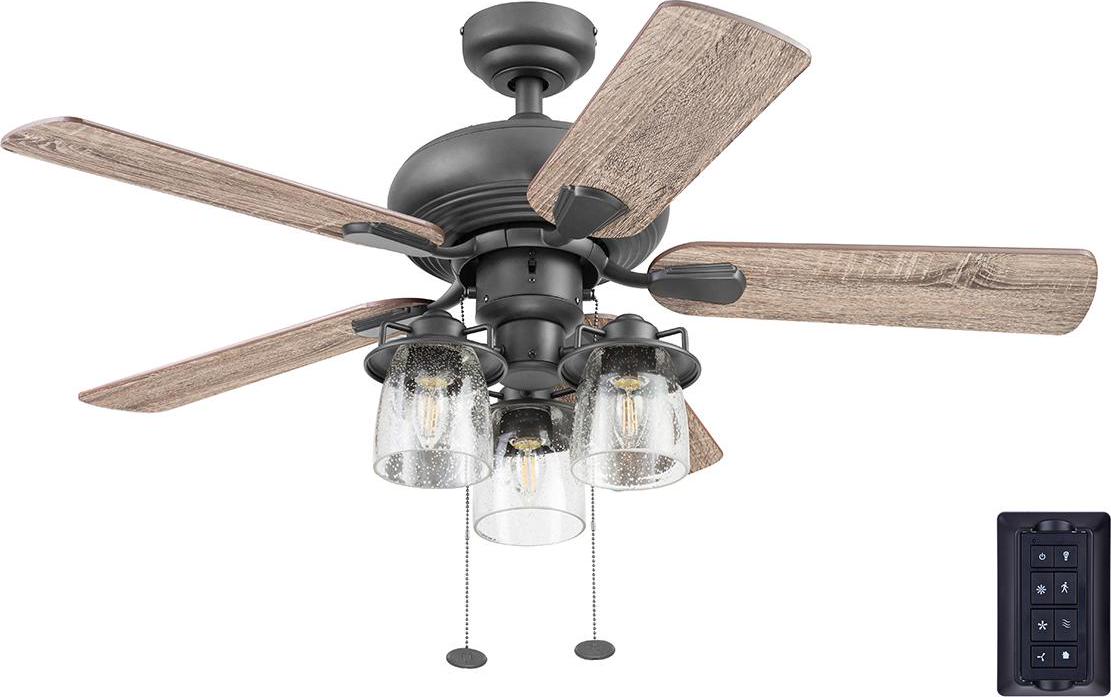 Prominence Home Crown Canyon Bronze 52 In. Indoor LED Ceiling Fan with Remote (5 Blades)