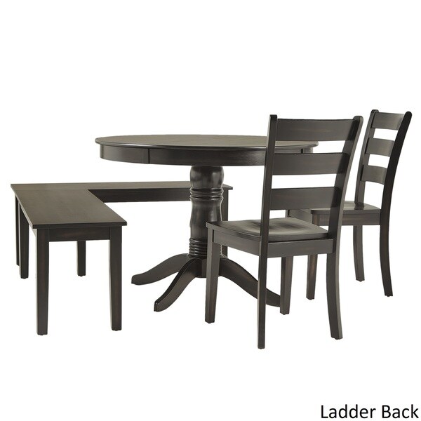 Wilmington II Round Pedestal Base Antique Black Breakfast Nook Set by iNSPIRE Q Classic