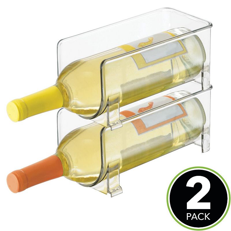 mDesign Wine Rack， Water Bottle Storage Organizer Holder， Stackable - 2 Pack