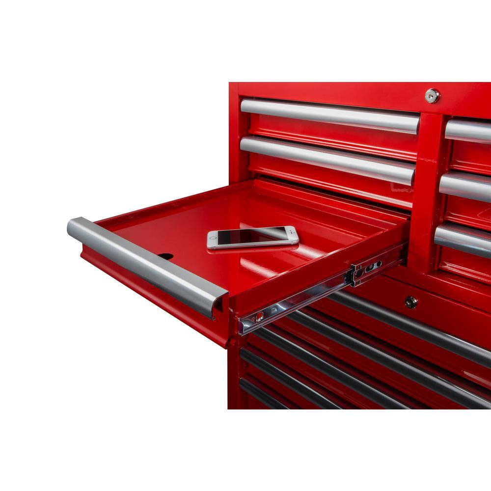 Husky 36 in. W 12-Drawer Gloss Red Combination Tool Chest and Cabinet Combo UACT-H-360121