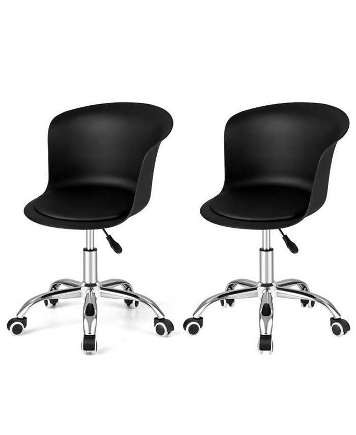 Slickblue Set of 2 Office Desk Chair with Ergonomic Backrest and Soft Padded PU Leather Seat