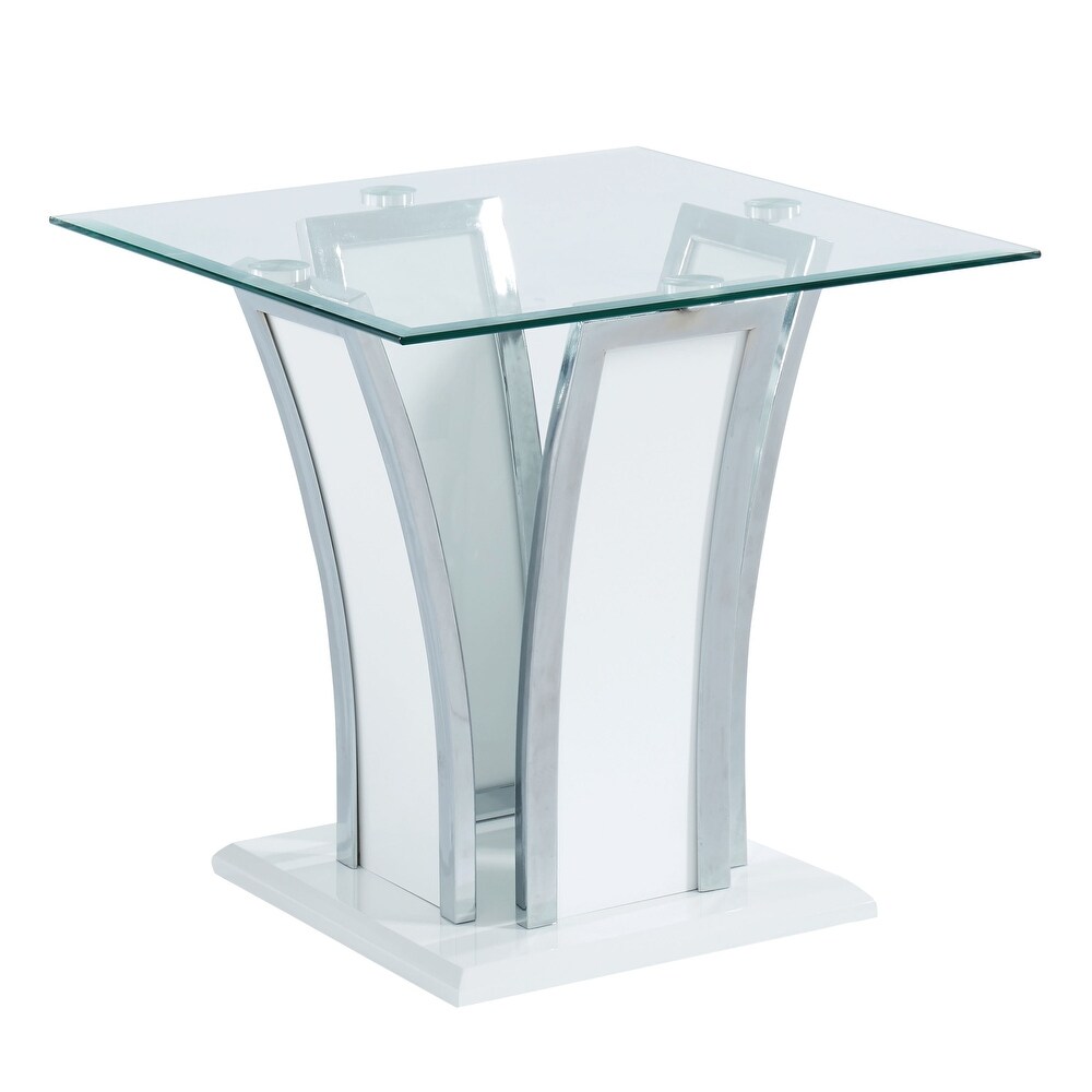 Brian Modern 24 inch Glass Top Side Table by Silver Orchid