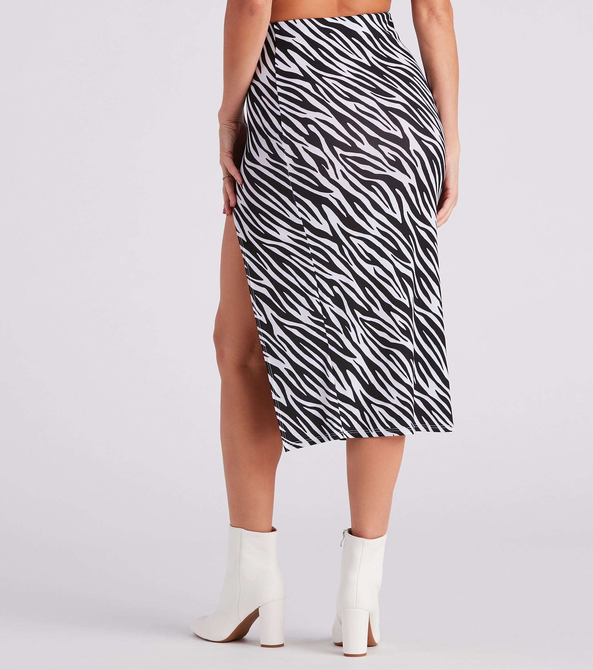 Wild Style Zebra Print Midi Skirt