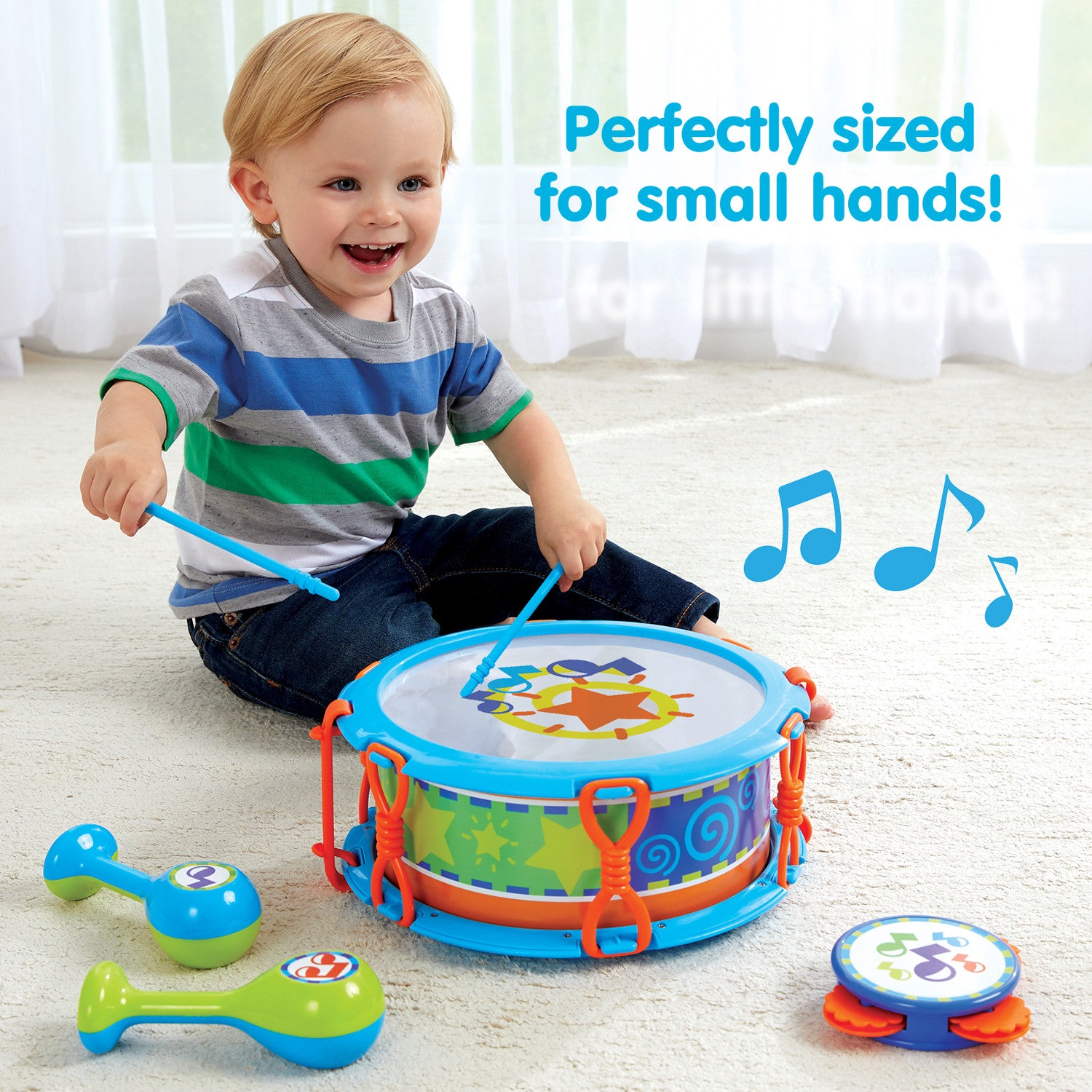 Kidoozie My First Drum Set， Set of 6 Instrument Toys for Children ages 2 years and older