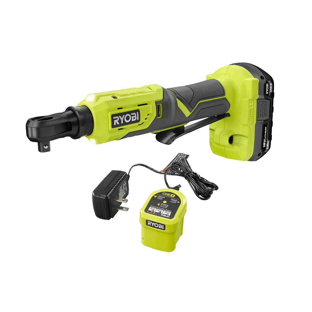 RYOBI ONE+ 18V Cordless 3/8 in. 4-Postion Ratchet Kit with 1.5 Ah Battery and Charger P344K1