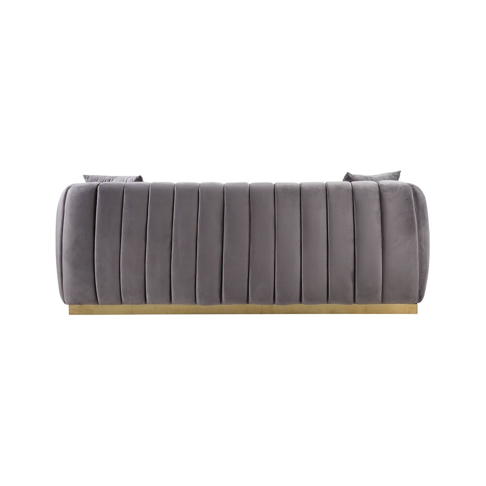 ACME Elchanon Sofa with 2 Pillows in Gray and Gold