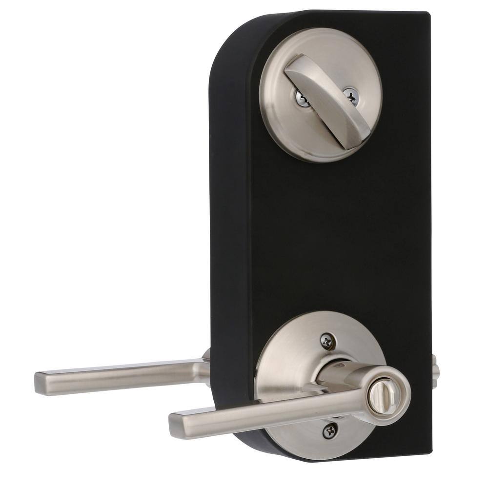 Schlage Latitude Satin Nickel Single Cylinder Deadbolt and Keyed Entry Door Handle Combo Pack FB50N V LAT 619