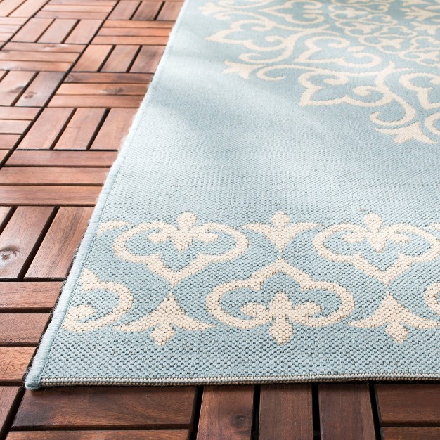 Safavieh 2 x27 x8 x27 Ginna Outdoor Rug Cream aqua