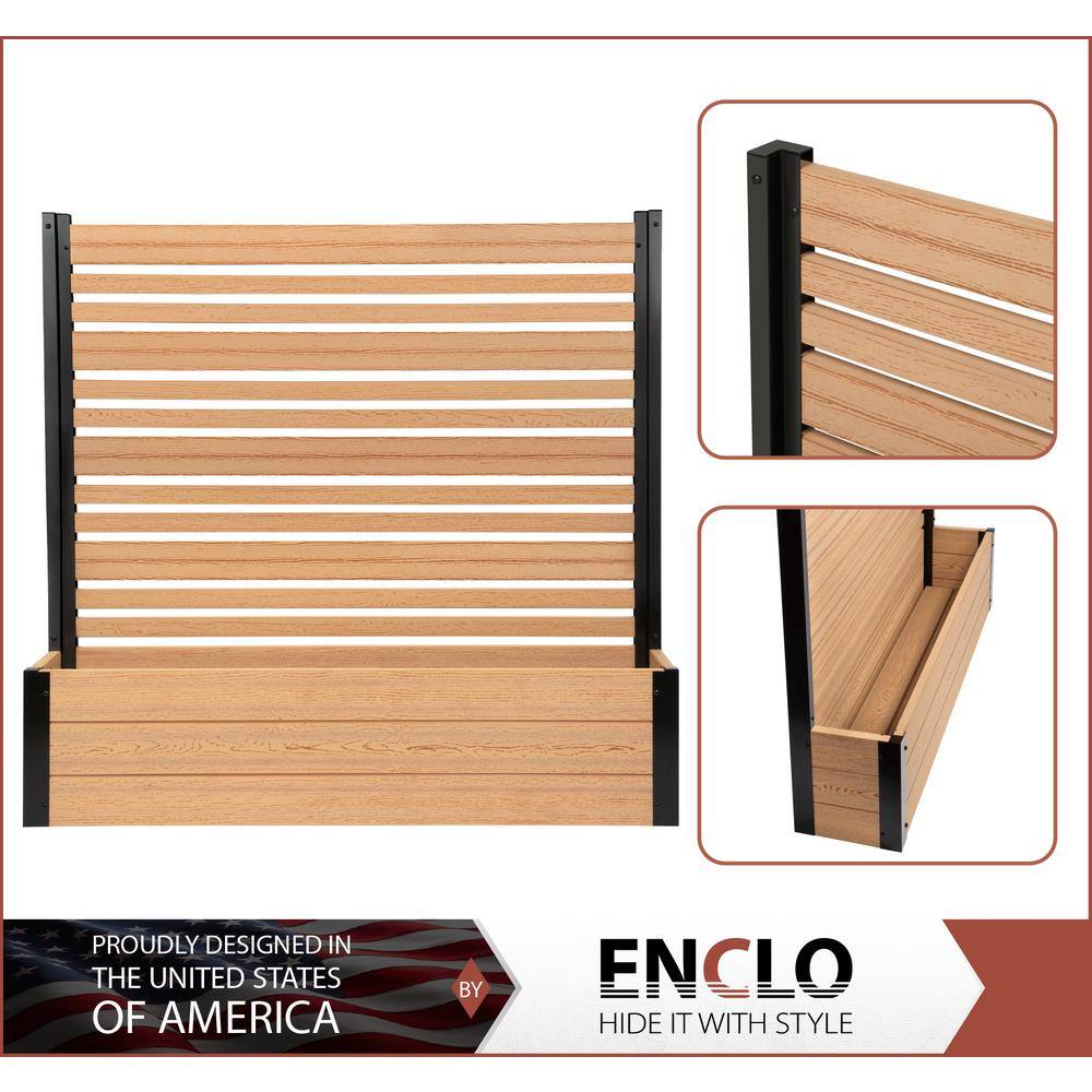 Enclo Privacy Screens Florence 4 ft. x 4 ft. x 1 ft. Cedar Freestanding WoodTek Vinyl Privacy Screen and Planter Box Kit EC18006