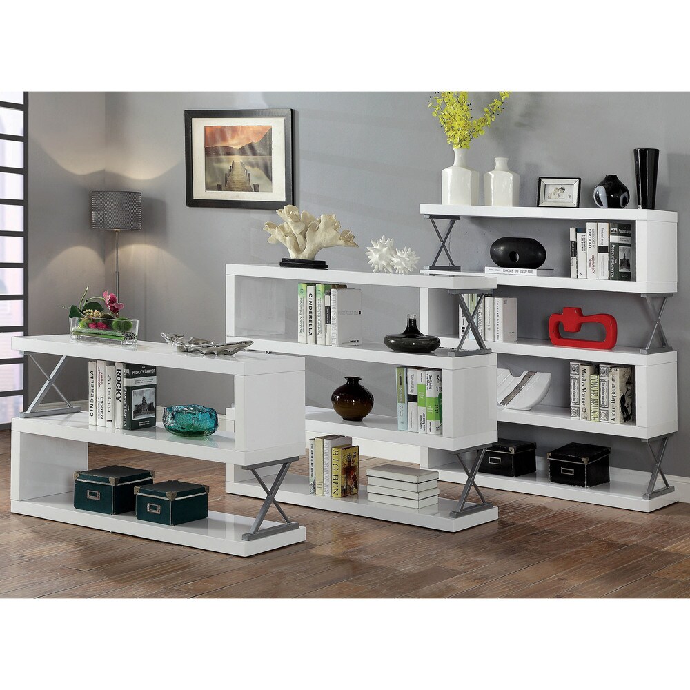 Loop Modern 5 Tier S shaped Bookcase with X shaped Metal by Furniture of America