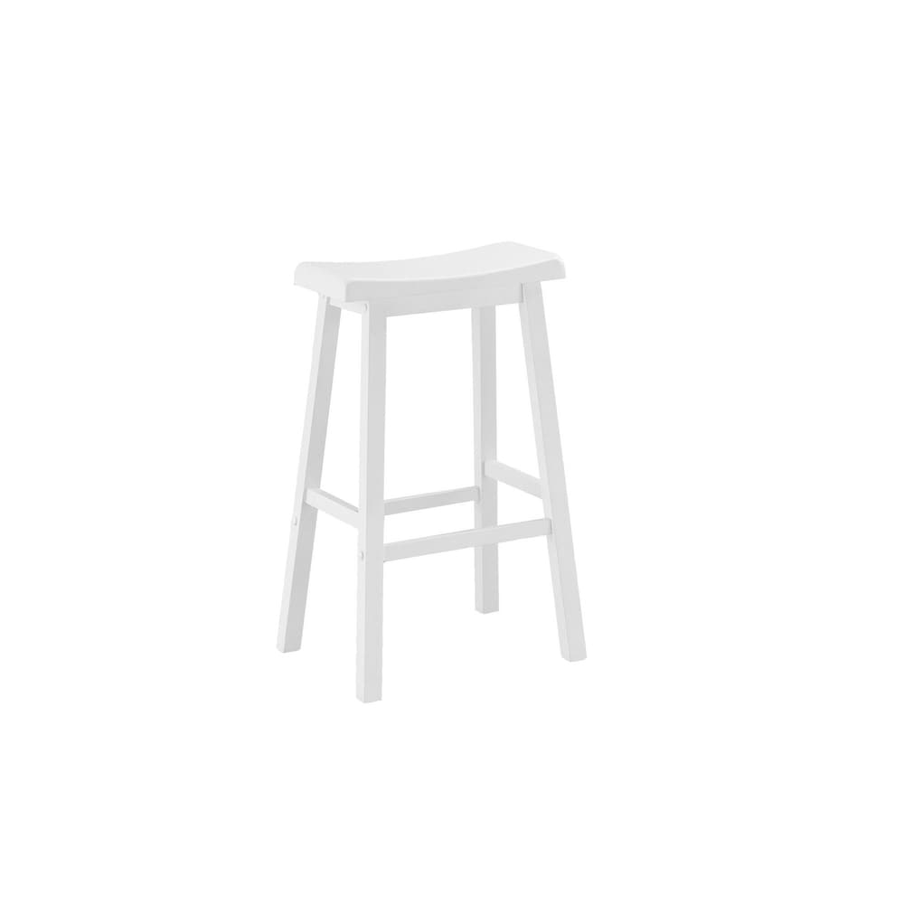 Set of 2 White Traditional Barstools with Saddle Seat 29\