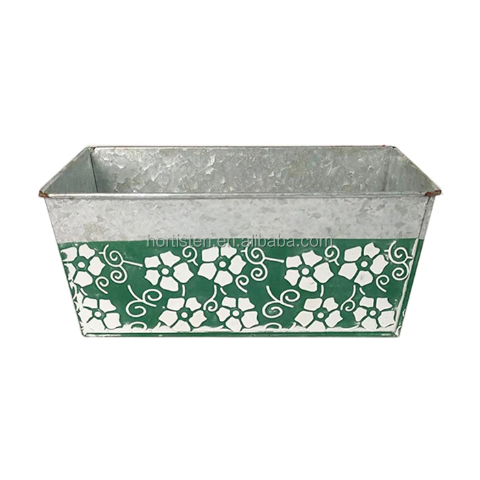 Metal Rectangle Planter Box Custom Embossing Iron Flower Pot For Balcony Outdoor Garden Home  Decoration