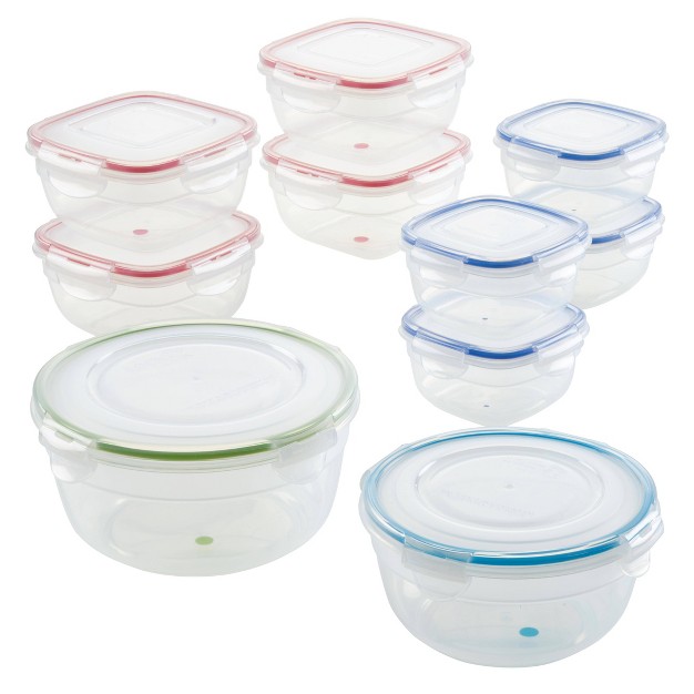 Locknlock Easy Essentials Color Mates Food Storage Container Set 20pc