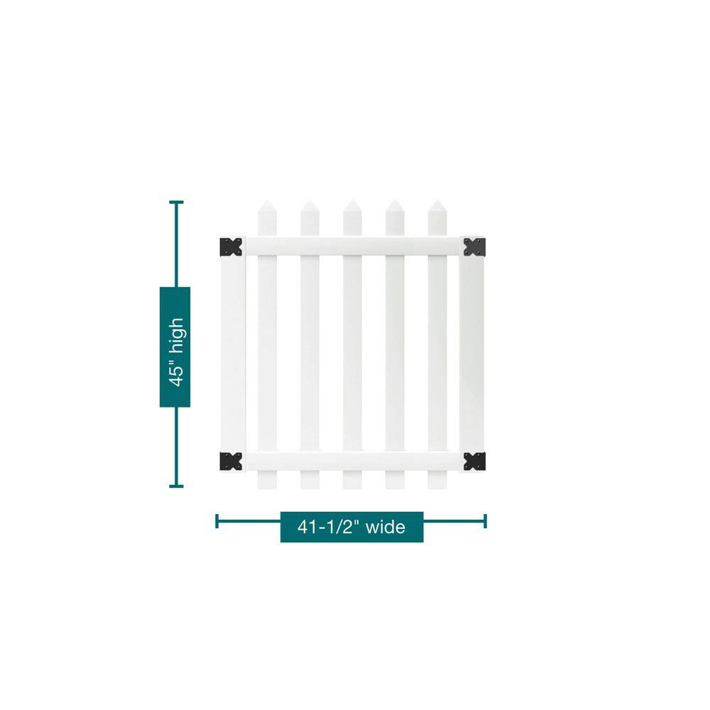 Veranda Glendale 3.5 ft. W x 4 ft. H White Vinyl Spaced Picket Fence Gate with 3 in. Pointed Pickets 181981