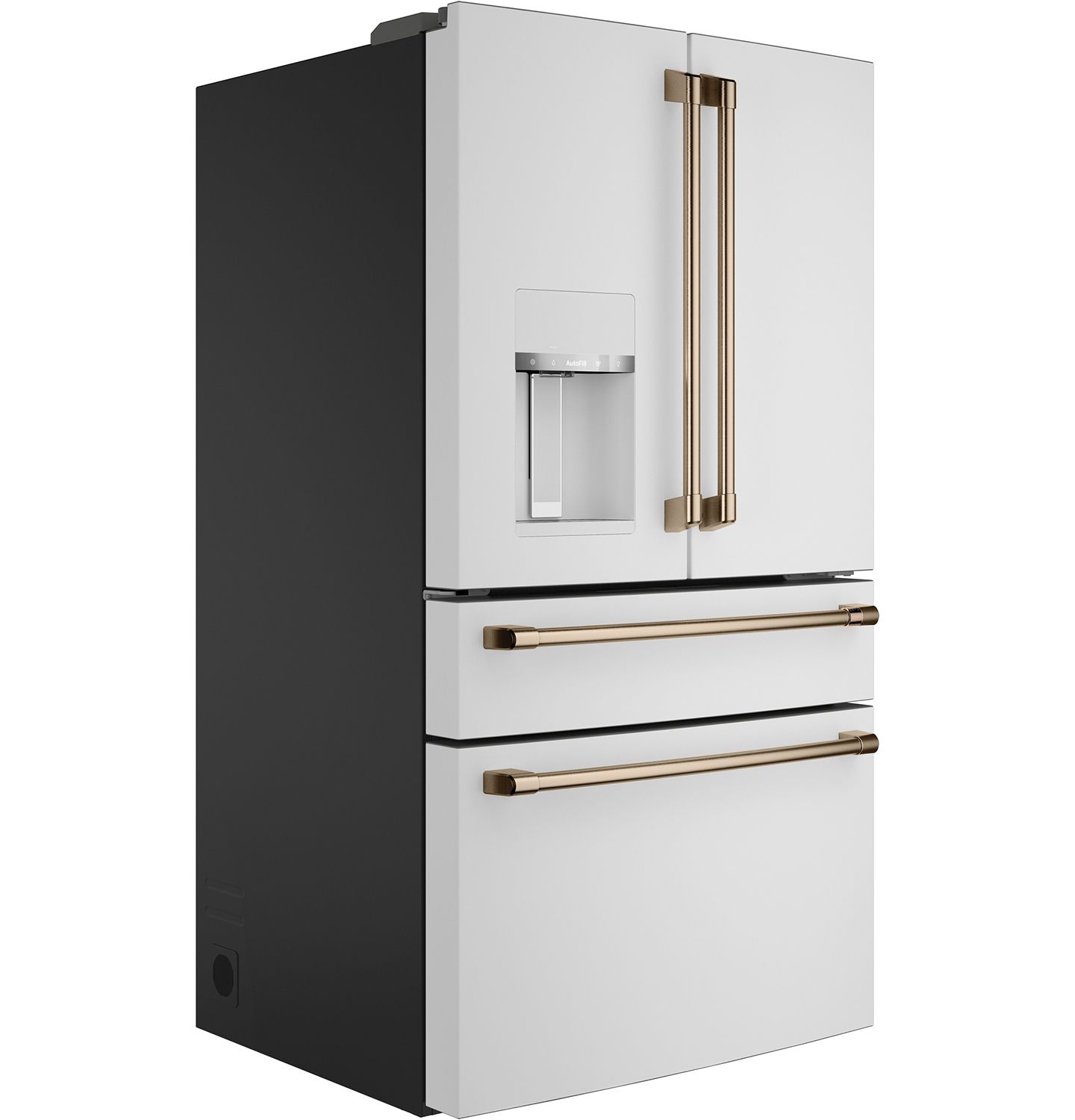 Cafe ENERGY STAR 27.6 Cu. Ft. Matte White With Brushed Bronze Smart 4-Door French-Door Refrigerator