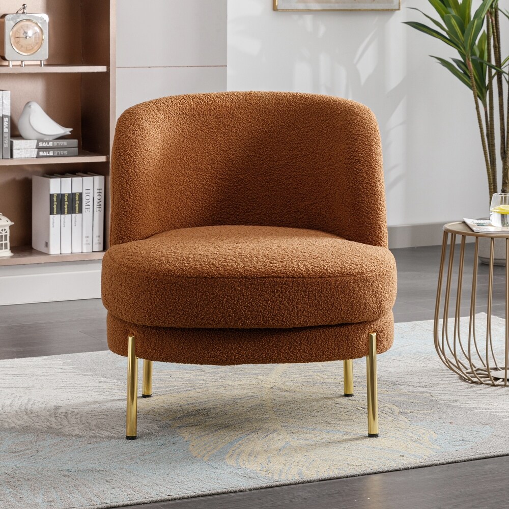 Boucle Upholstered Accent Chair With Gold Legs