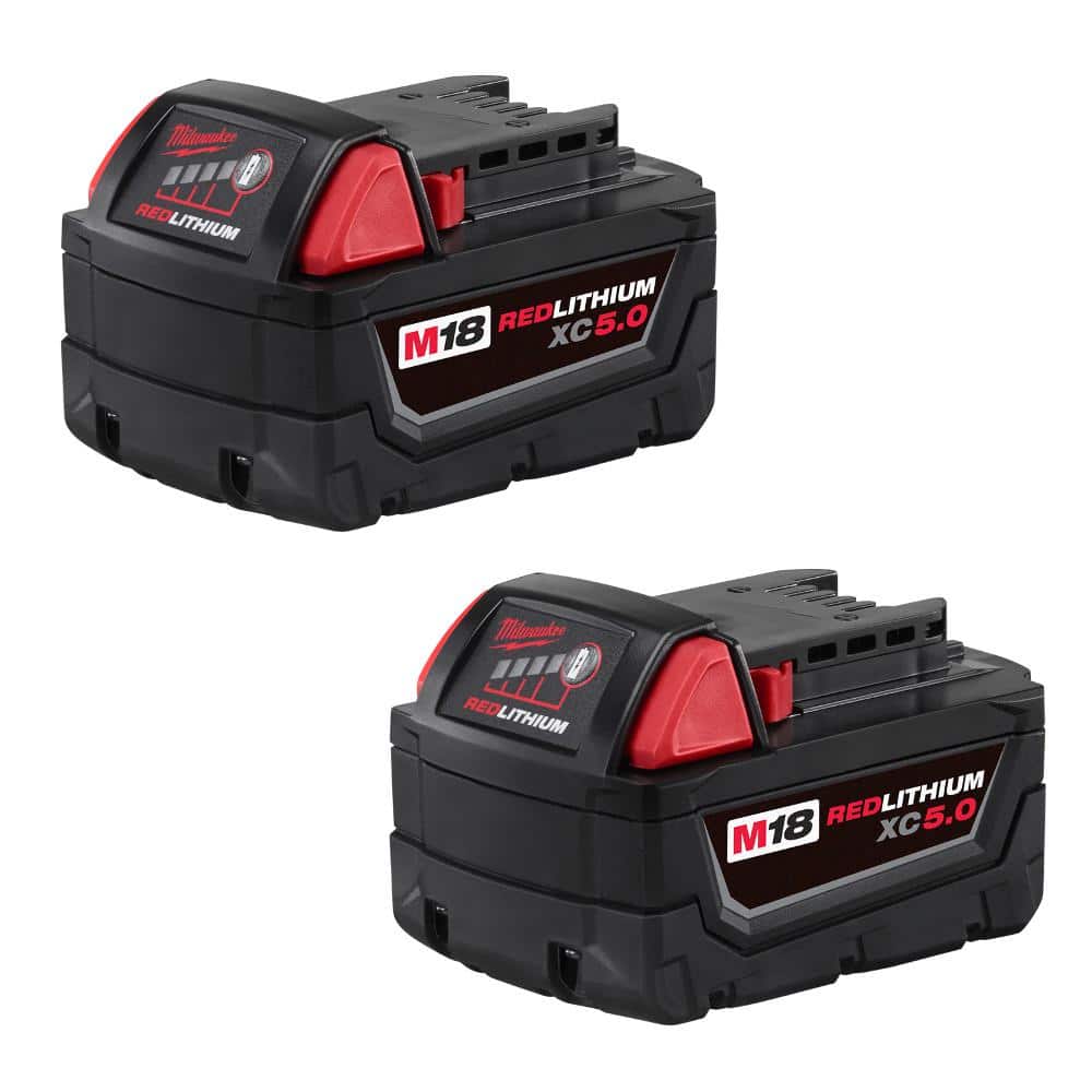 Milwaukee M18 18-Volt Lithium-Ion XC Extended Capacity 5.0 Ah Battery Pack (2-Pack) 48-11-1852