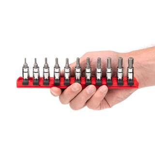 TEKTON 14 in. Drive Hex Bit Socket Set 11-Piece (2-8 mm) with Rail SHB90106