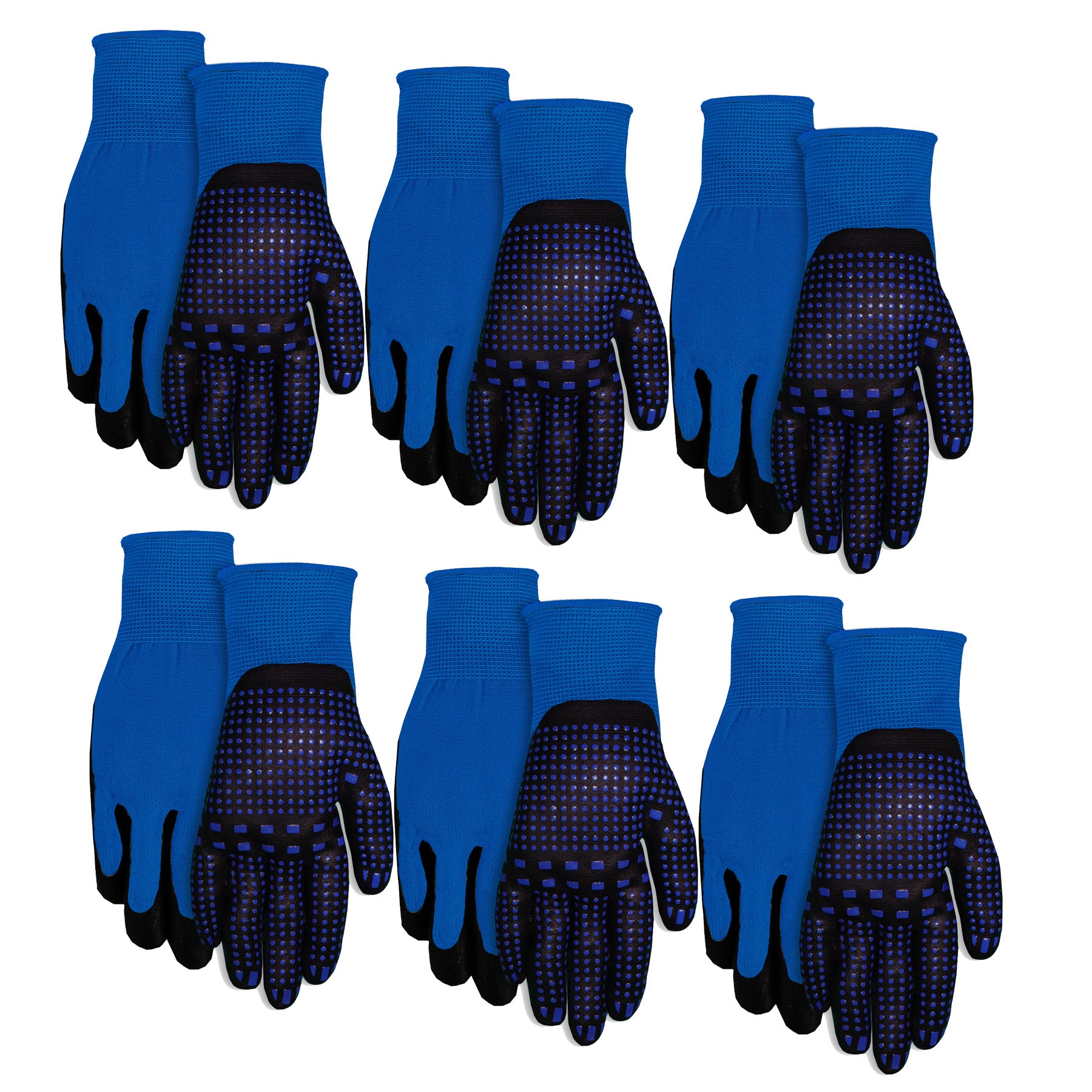 MidWest Gloves & Gear, Unisex, 6 Pack of Max Grip™ Gloves, Blue in color, Size SM