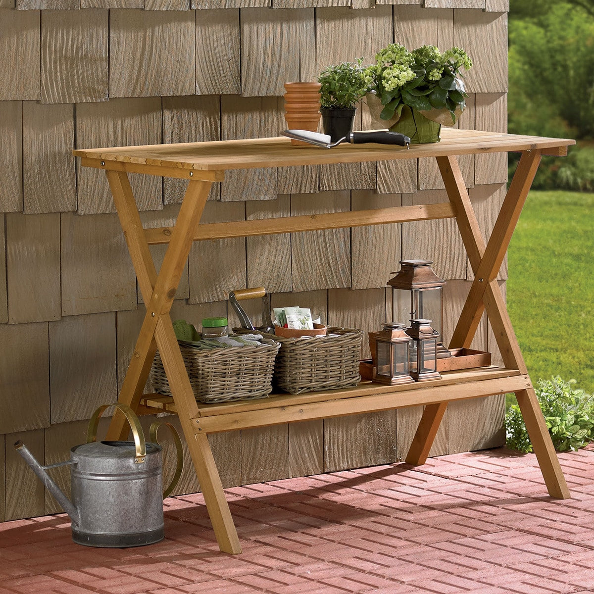 Merry Products Fir Wood Potting Bench - Brown