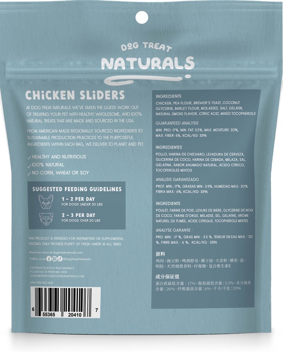 Dog Treat Naturals Chicken Sliders Fresh All Stages Natural Chew Dog Treats， 6-oz bag