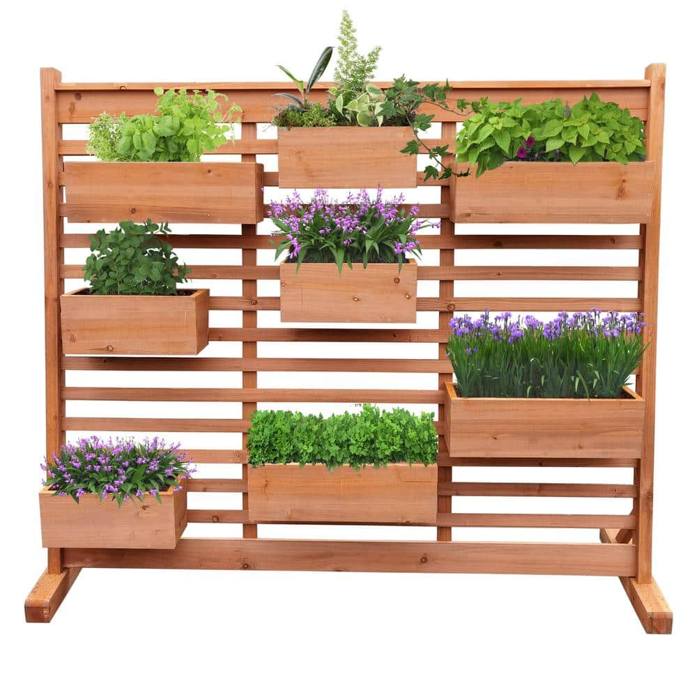 Leisure Season 70 in. W x 21 in. D x 60 in. H Brown Wooden Cedar Vertical Garden Planter Wall VGPW7021