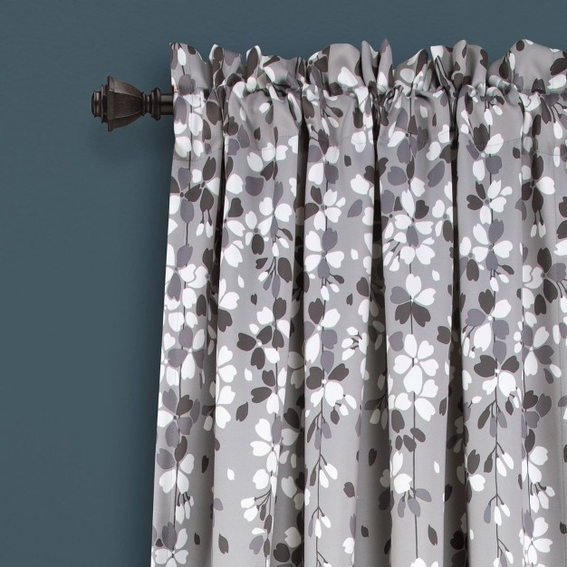 Light Filtering Weeping Flower Curtain Panels Gray Lush D cor