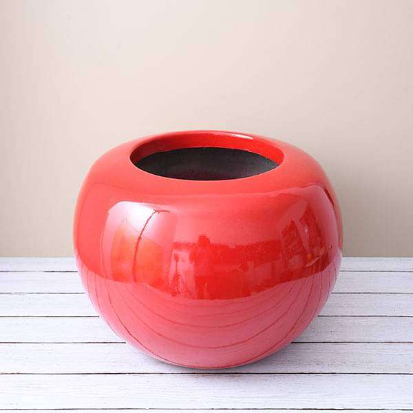 14 inch (36 cm) OTH-6 Round Fiberglass Planter (Red)