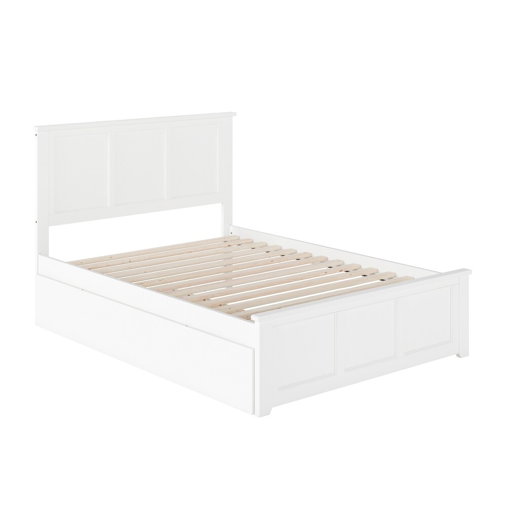 Madison White Full Platform Bed with Twin Trundle