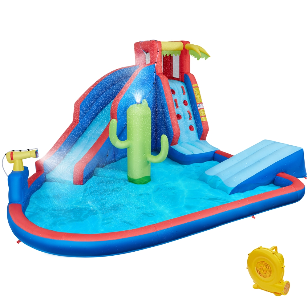 SmileMart 15.2′ L x 13.4′ W x 7.5′ H Inflatable Water Slide with Storage Bag & 520 W ETL-Certified Blower for Kids