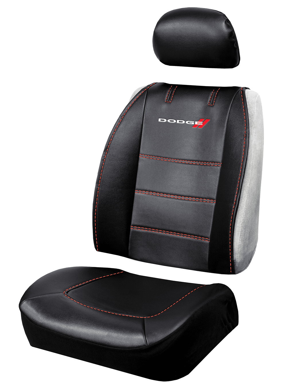 Plasticolor New Pair of Dodge Logo Universal Side Less Car SUV Truck Seat Cover with Headrest and Air Freshener Deluxe Version