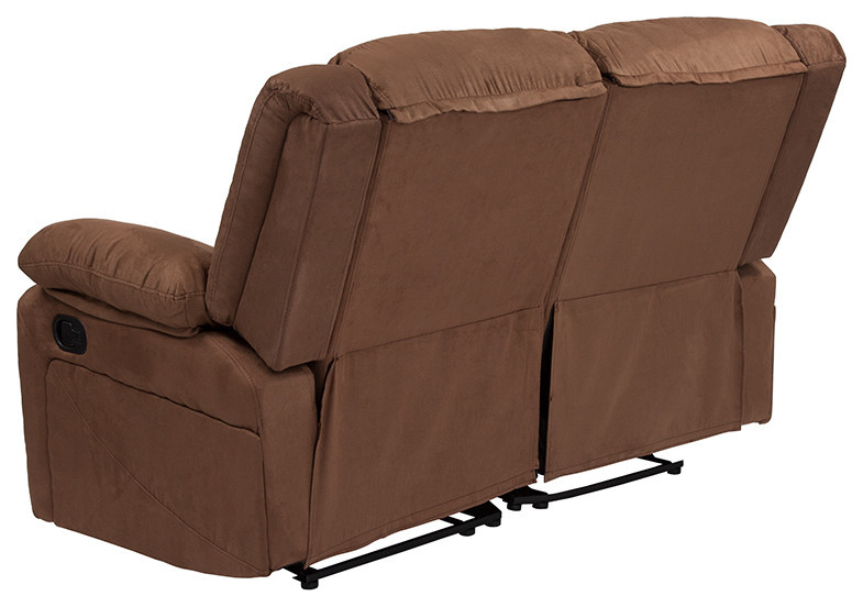 Harmony Series Chocolate Brown Microfiber Loveseat with Two Built In Recliners   Contemporary   Loveseats   by Beyond Design  ampMore  Houzz