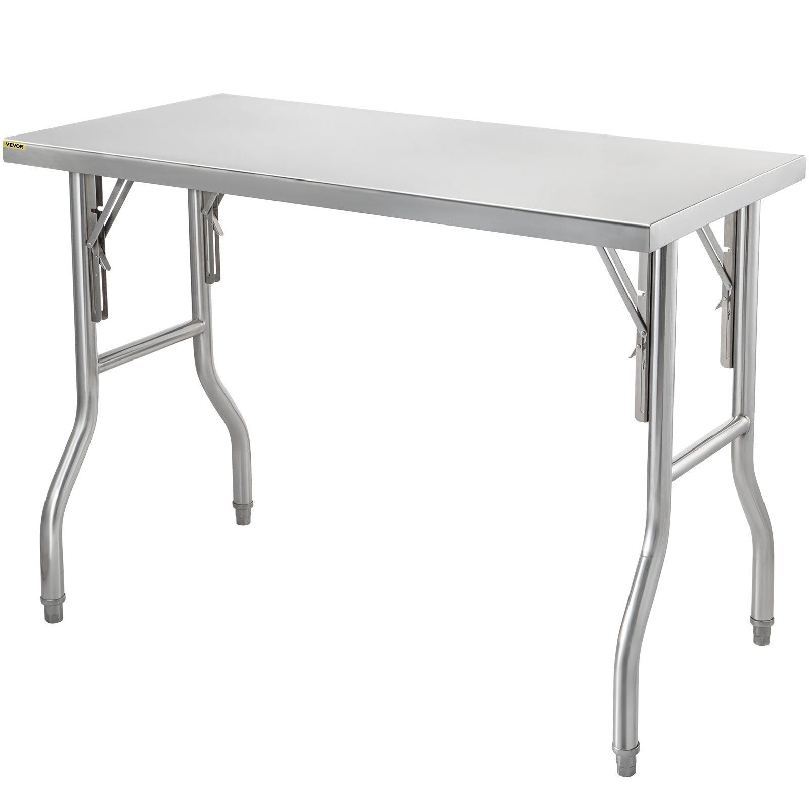 VEVOR Commercial Work Table Workstation 48 x 30 Inches Folding Commercial Prep Table， Heavy-Duty Stainless-Steel Folding Table with 661 lbs Load， Silver Stainless-Steel Kitchen Island