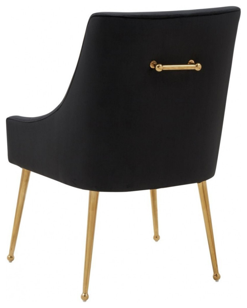 Set of Two Black Gold Velvet Dining Chairs   Midcentury   Dining Chairs   by HomeRoots  Houzz