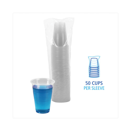 Boardwalk Translucent Plastic Cold Cups， 16 oz， Polypropylene， 50/Pack (TRANSCUP16PK)