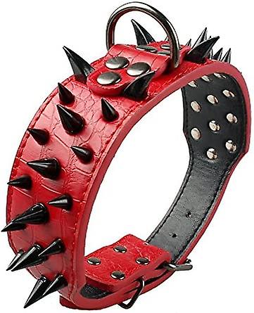 Yoitea Sharp Spiked Studded Dog Collar - Stylish Leather Dog Collars - 2 Inch In Width Fit For Medium and Large Dogs - Such As Pitbull Mastiff