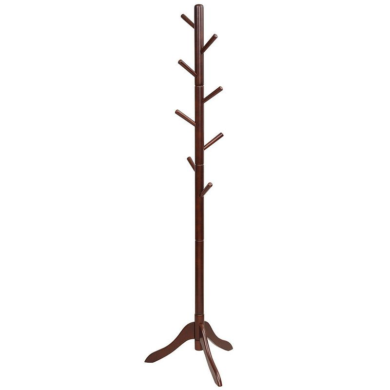 Adjustable Wooden Tree Coat Rack with 8 Hooks