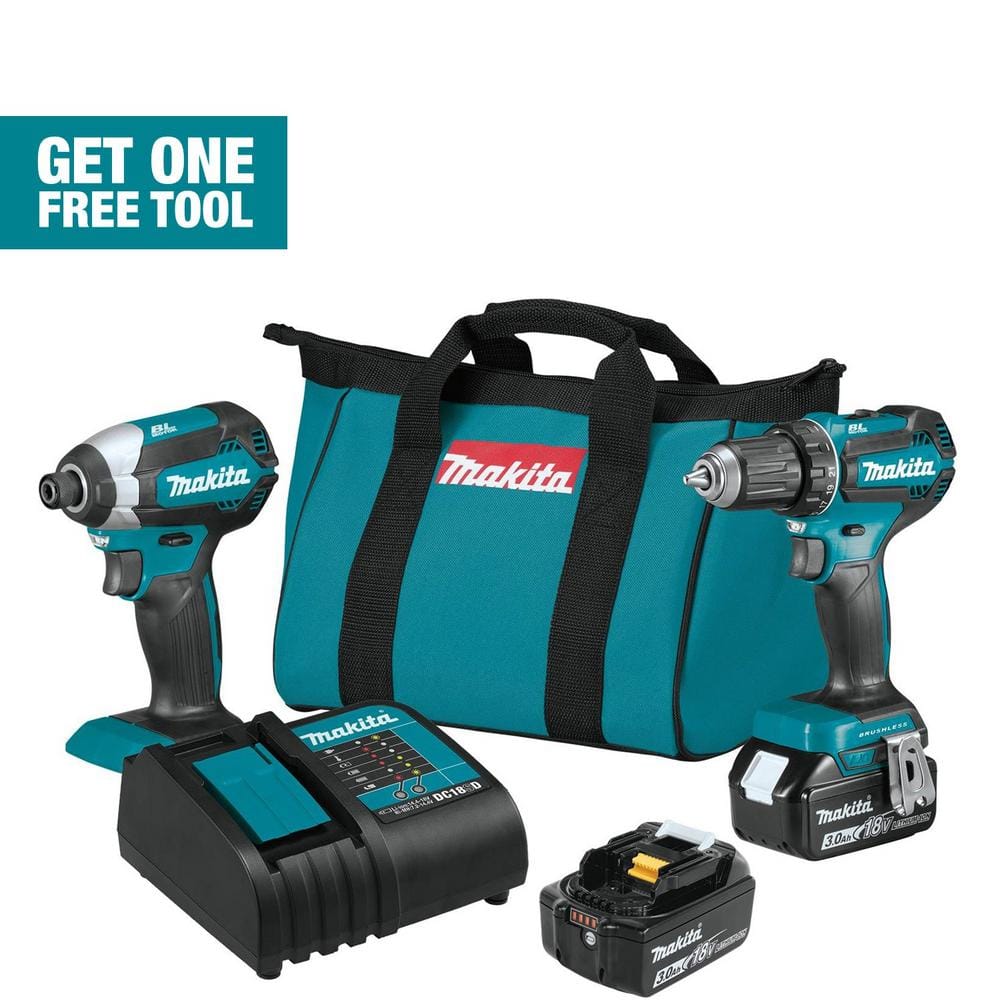 Makita 18V LXT Lithium-ion Brushless Cordless 2-Piece Combo Kit 3.0Ah Driver-Drill/ Impact Driver XT281S