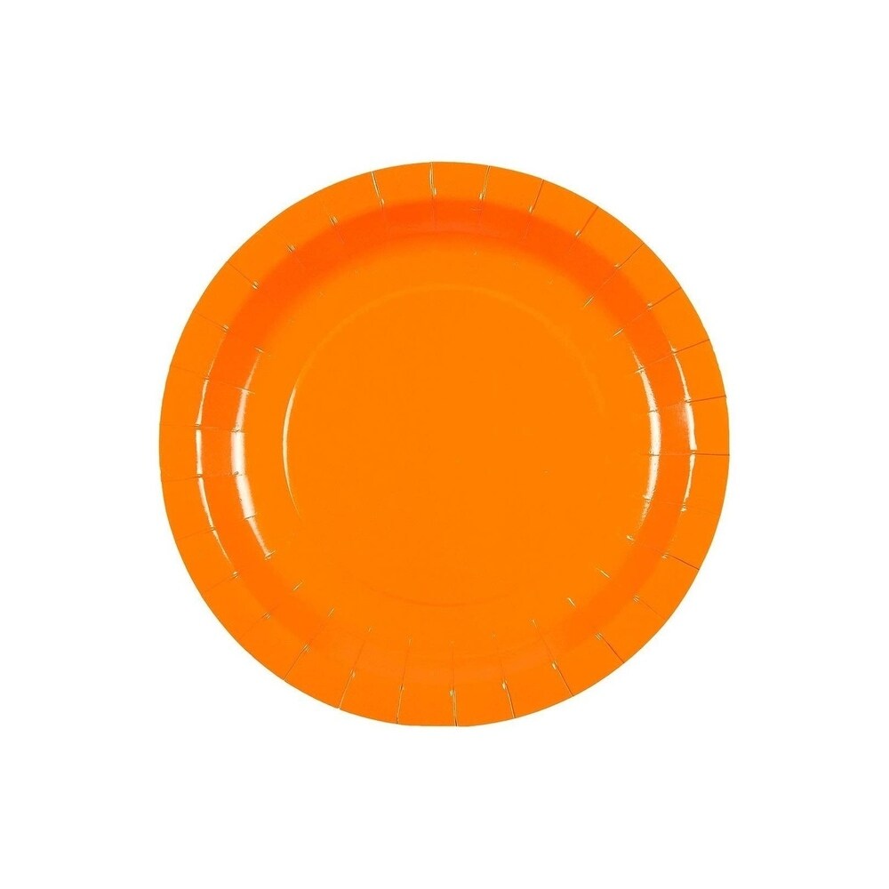 24 Set Party Supplies Disposable Dinnerware with Paper Plates Cup Napkin  Orange