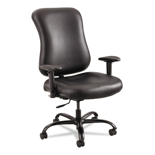 Safco Optimus High Back Big and Tall Chair， Vinyl， Supports Up to 400 lb， 19 to 22 Seat Height， Black (3592BL)