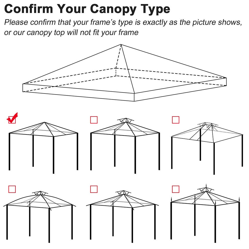 Yescom 10' x 10' Universal Gazebo Canopy Replacement Top Color Optional