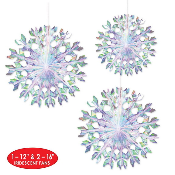 Beistle 53538 Iridescent Fans  1 12   2 16   Asstd