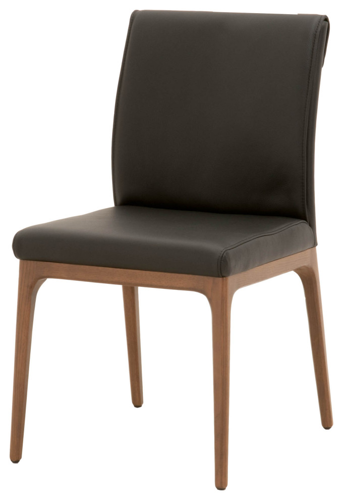Alex Dining Chair  Set of 2 Sable Top Grain Leather  Walnut   Midcentury   Dining Chairs   by Sideboards and Things  Houzz